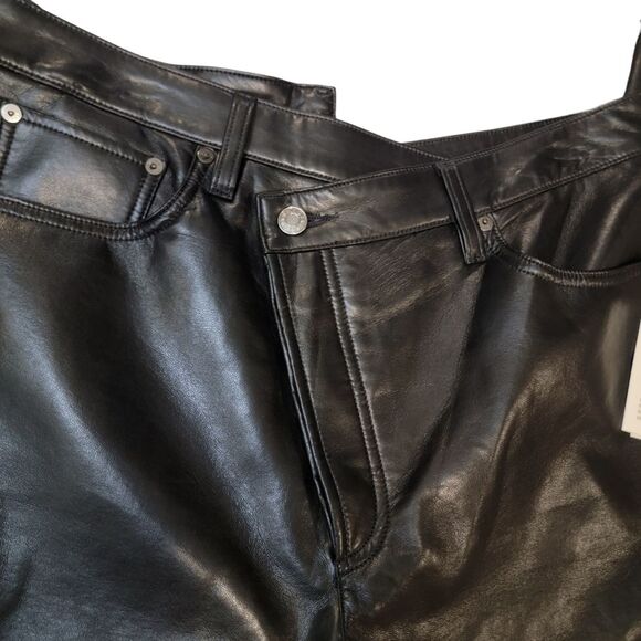 AGOLDE Revolve NWT Recycled Leather Criss Cross Straight Pants size 32 - Picture 4 of 11